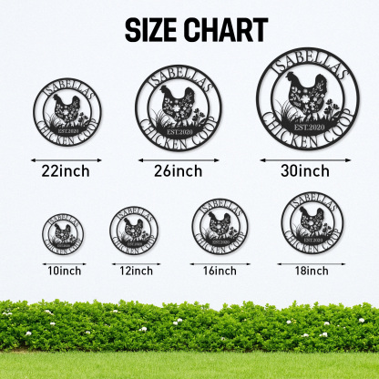 Custom Floral Chicken Coop Sign, Personalized Outdoor Metal Art for Hen House or Rustic Farm Gift