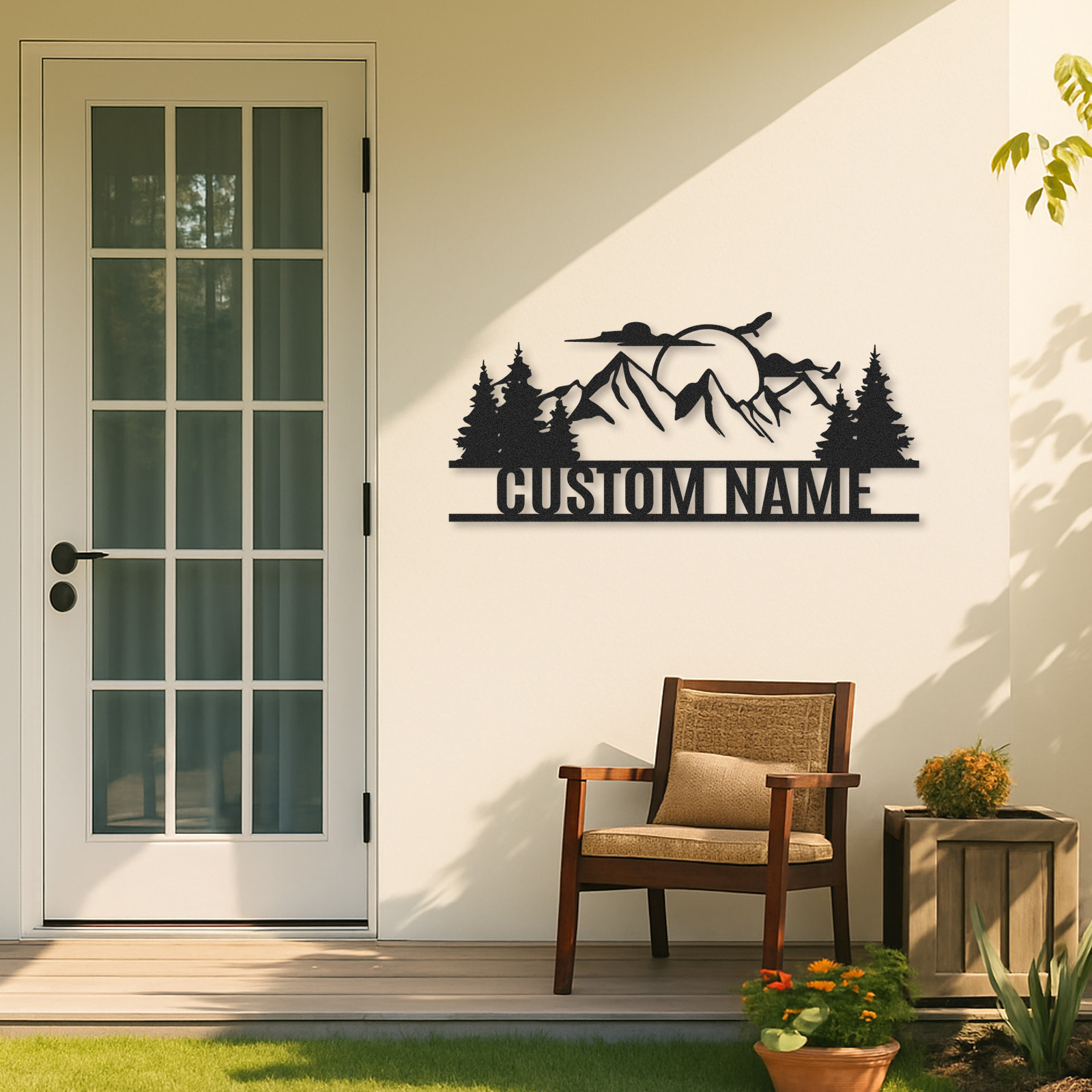 Personalized Eagle Mountain Metal Sign, Custom Name Woodland Cabin Decor for Nature Lovers