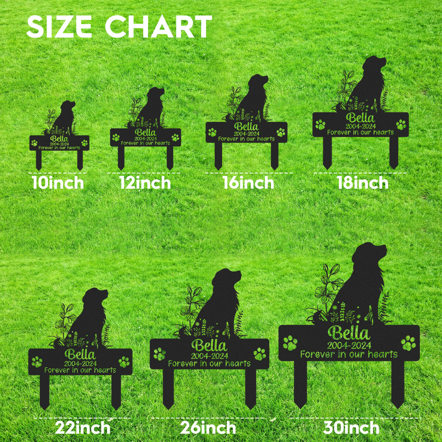 Custom Pet Memorial Garden Stake, Personalized Dog Silhouette Grave Marker with Name and Years, Outdoor Tribute Sign for Beloved Pets