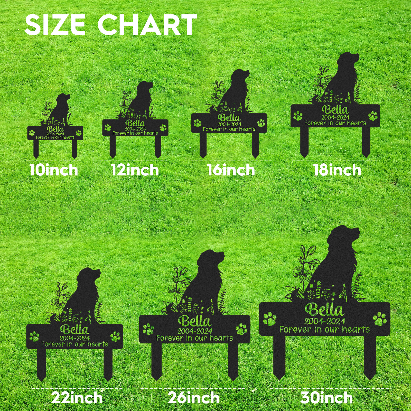 Custom Pet Memorial Garden Stake, Personalized Dog Silhouette Grave Marker with Name and Years, Outdoor Tribute Sign for Beloved Pets