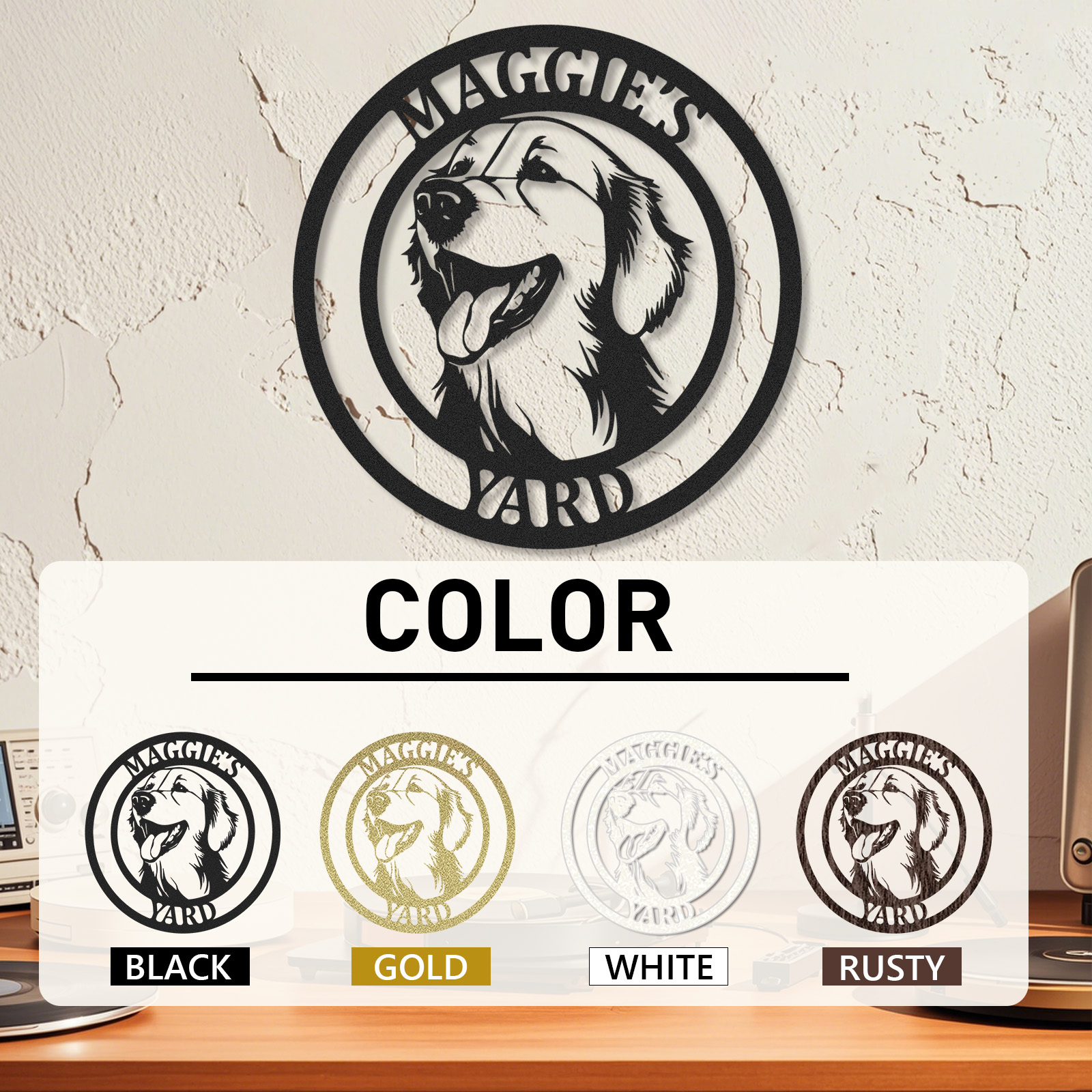 Personalized Dog Name Sign, Custom Metal Pet Sign for Labrador, French Bulldog, Corgi