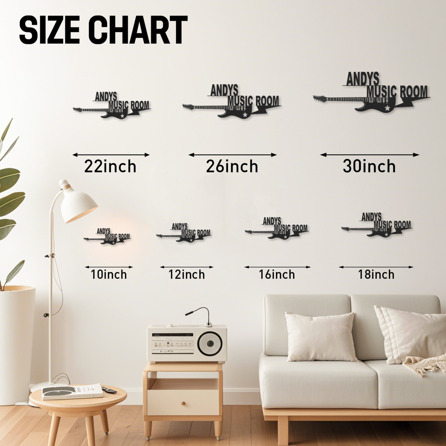 Personalized Electric Guitar Metal Sign, Custom Music Room Wall Art with Star and Lightning, Rock Gift for Him