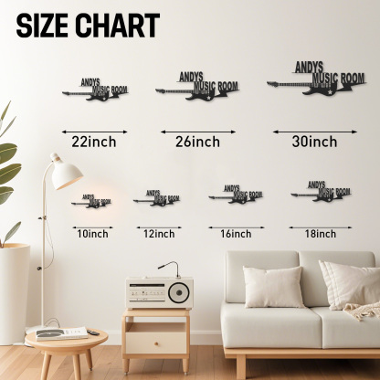 Personalized Electric Guitar Metal Sign, Custom Music Room Wall Art with Star and Lightning, Rock Gift for Him