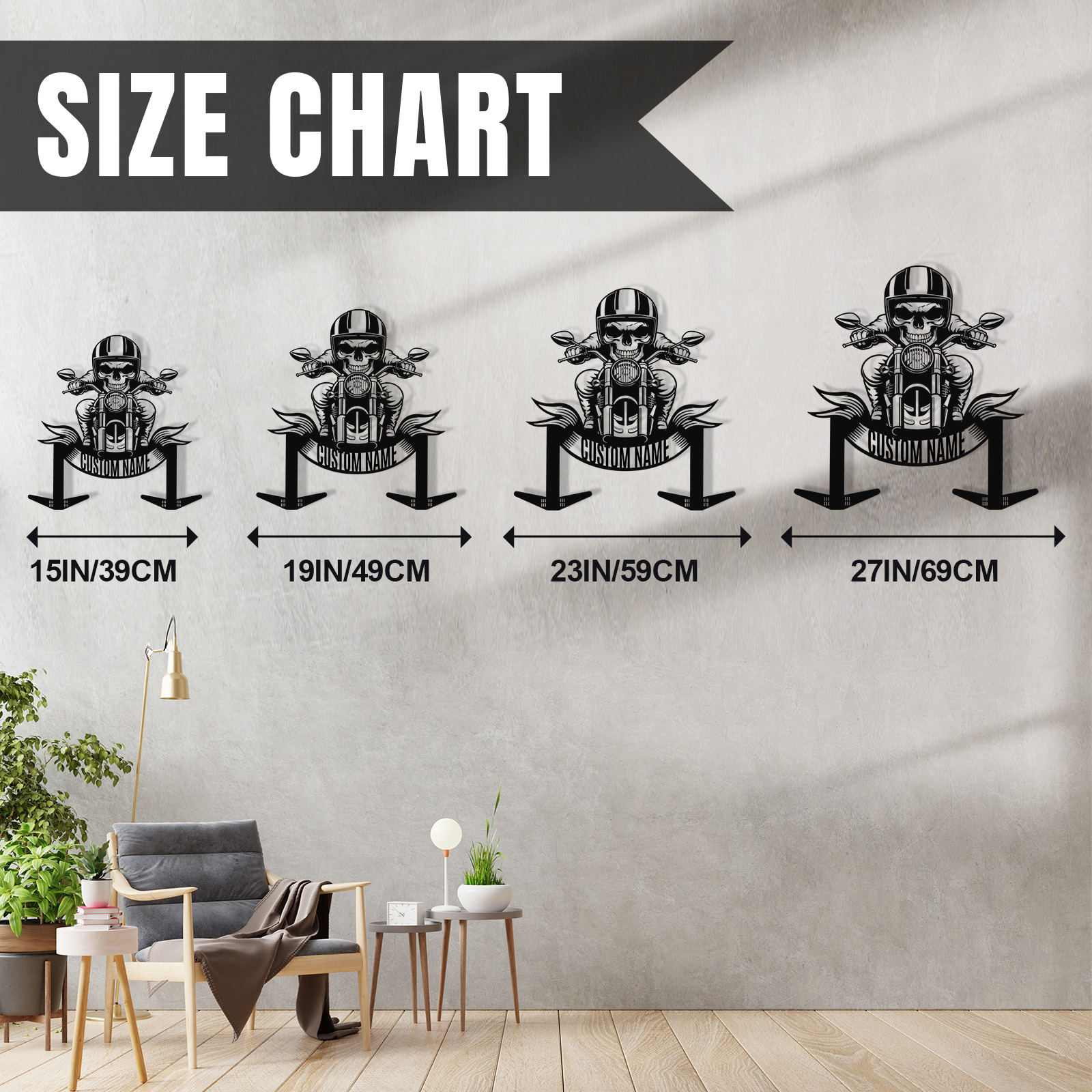 Custom Skull Biker Motorcycle Helmet Holder Wall Mount, Personalized Name Metal Hooks Rack for Helmet Jacket Coat, Cool Garage Wall Decor for Riders