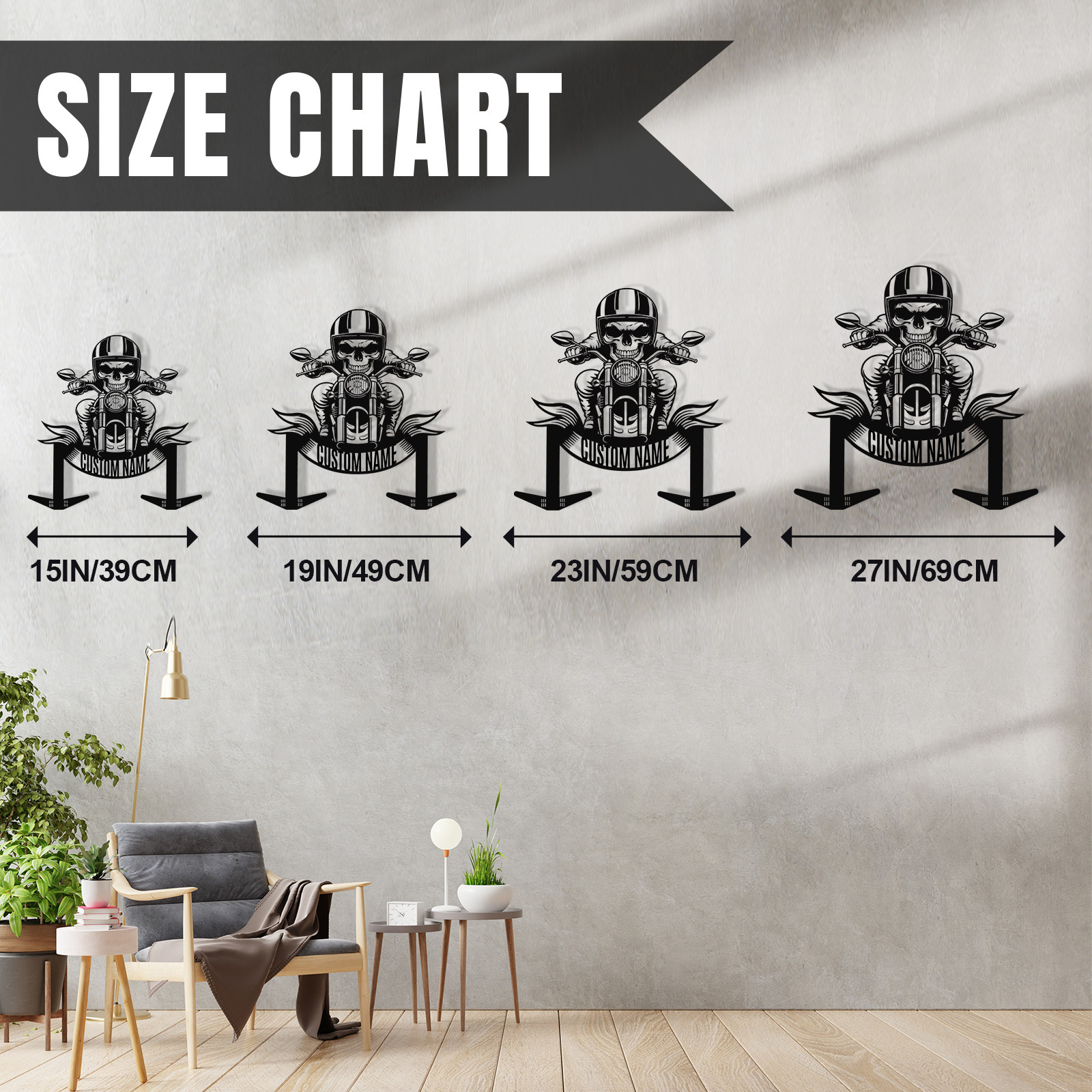 Custom Skull Biker Motorcycle Helmet Holder Wall Mount, Personalized Name Metal Hooks Rack for Helmet Jacket Coat, Cool Garage Wall Decor for Riders