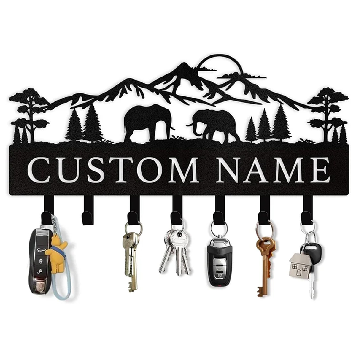 Personalized Polar DeeBear Key Holder on Wall, Custom Name Key Hanger 