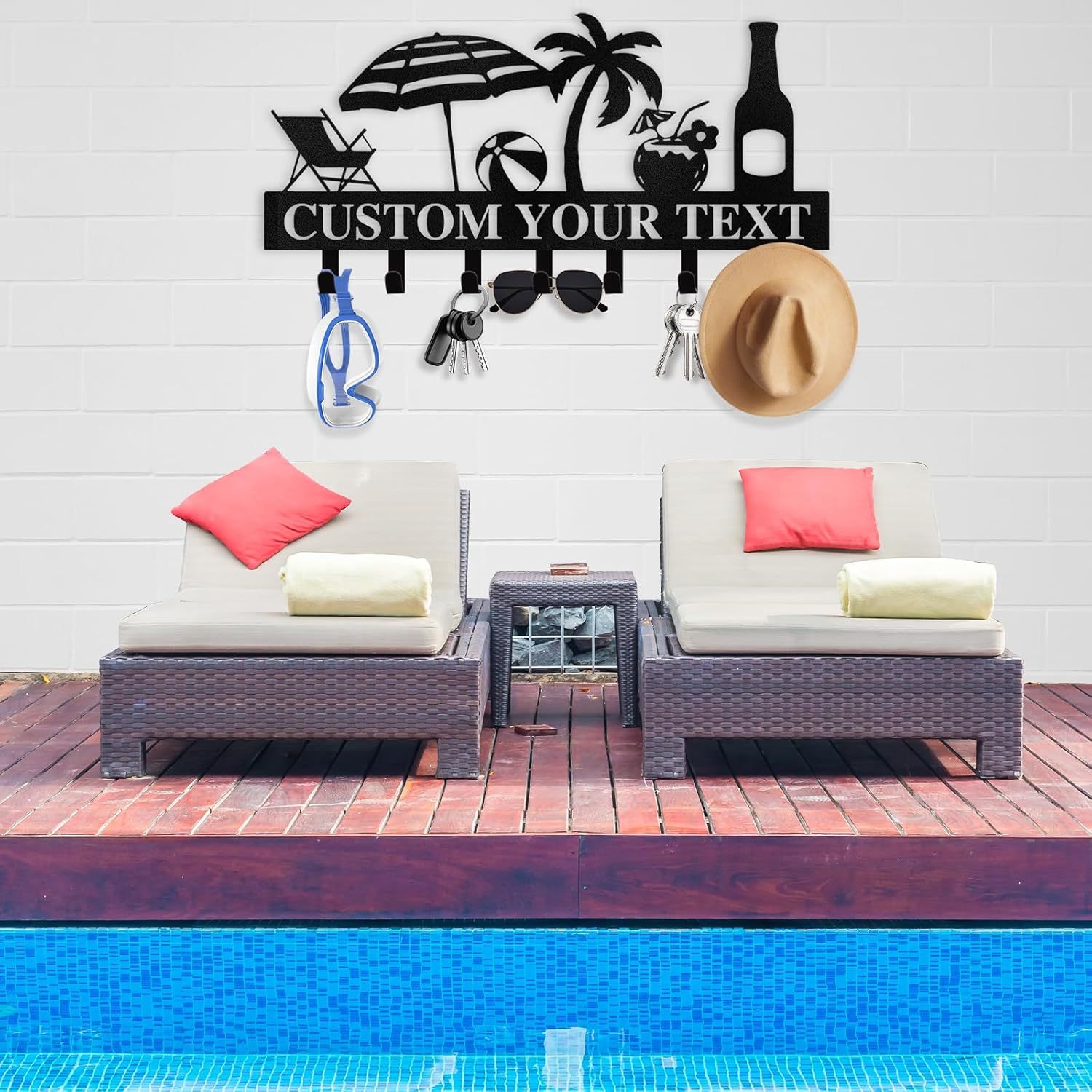 Personalized Key Holder for Wall, Beach Theme Key Holder Wall Mounted-MetalsignX