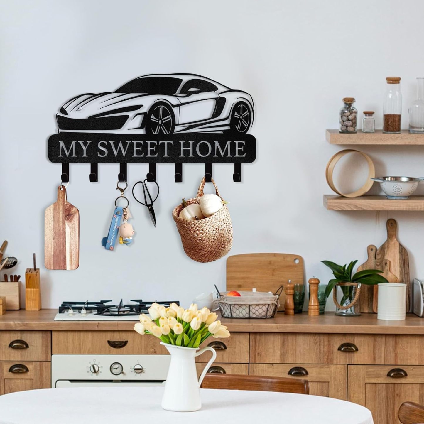 Personalized Key Holder for Wall, Custom Family Name Key Rack Holder-MetalsignX