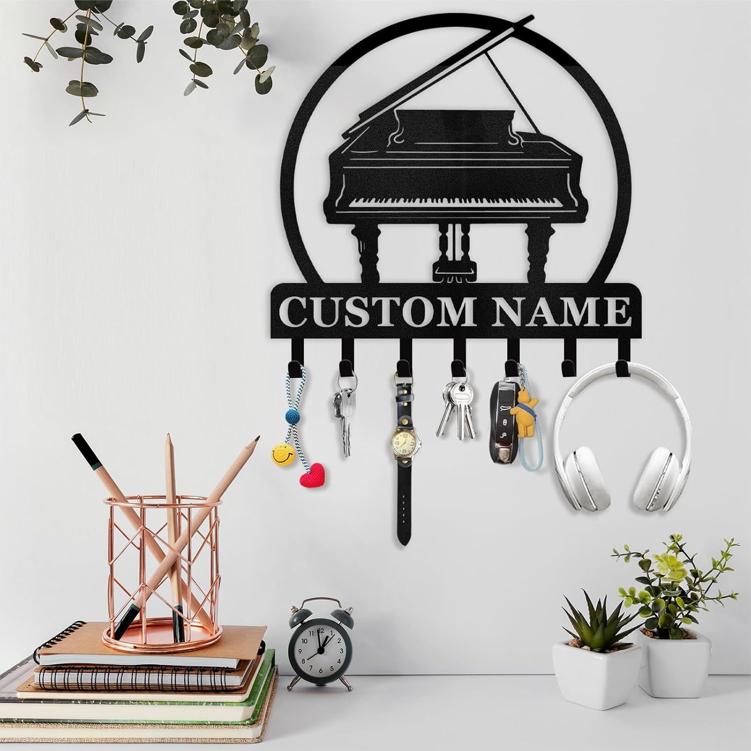 Custom Name Metal Key Holder Wall Mount, Organizer Rack for Home Entryway-MetalsignX