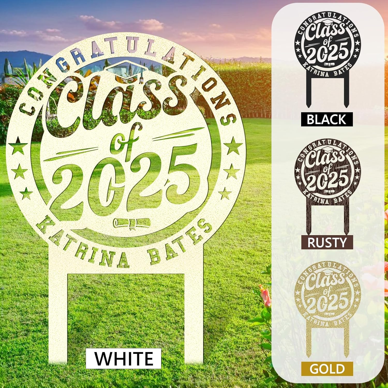  Custom Graduation Decorations Yard Sign, Senior Yard Signs Class of 2025, Custom Signs Outdoor Metal, Yard Sign Stakes Metal, Grad Gifts, Graduate Decorations for College High School