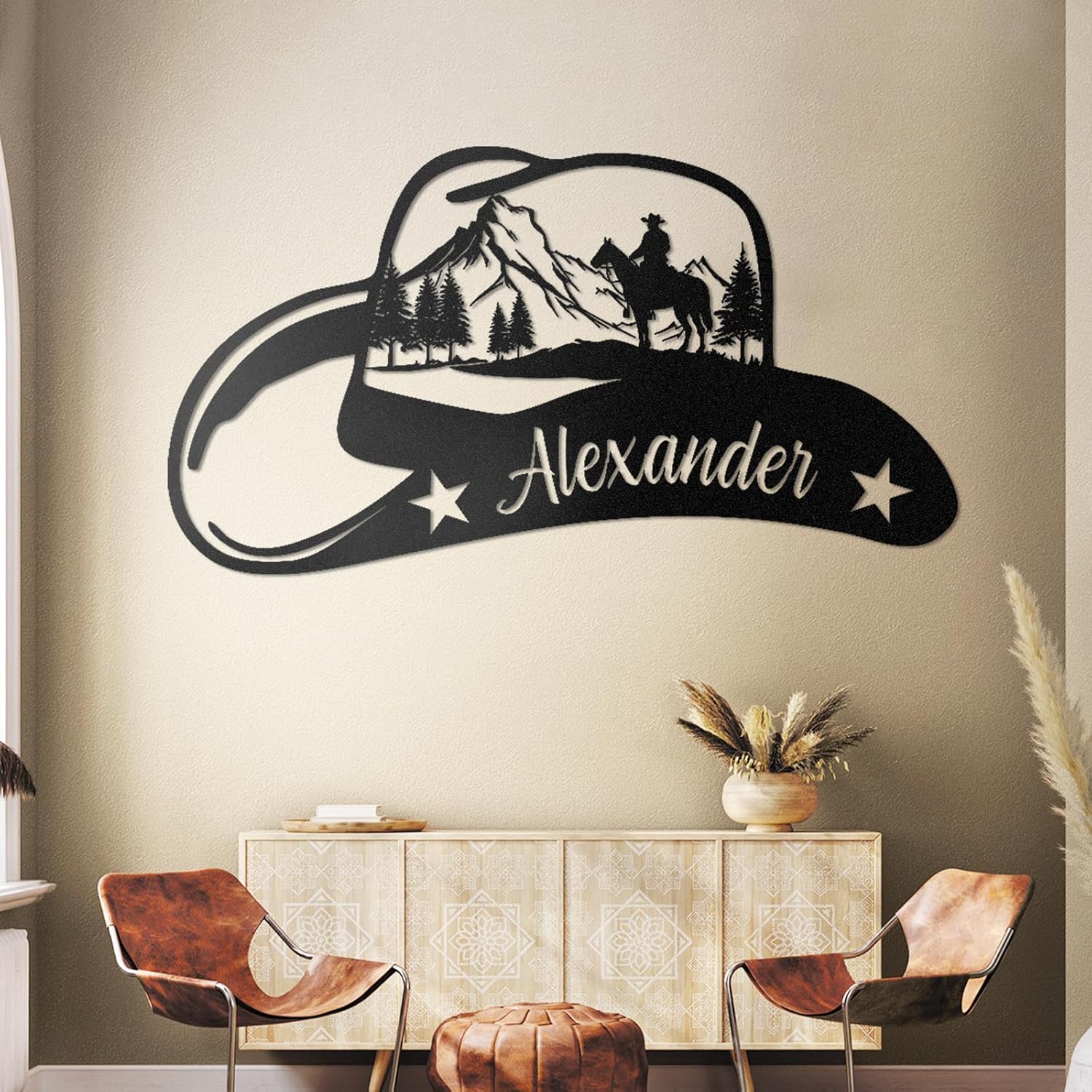 Personalized Cowboy Metal Sign, Custom Metal Name Sign, Vintage Cowboy Wall Decor, Outdoor Metal Art, Metal Signs Customized, Retro Home Decor Wall Art, Cowboy Decor Gift, Patio Decor