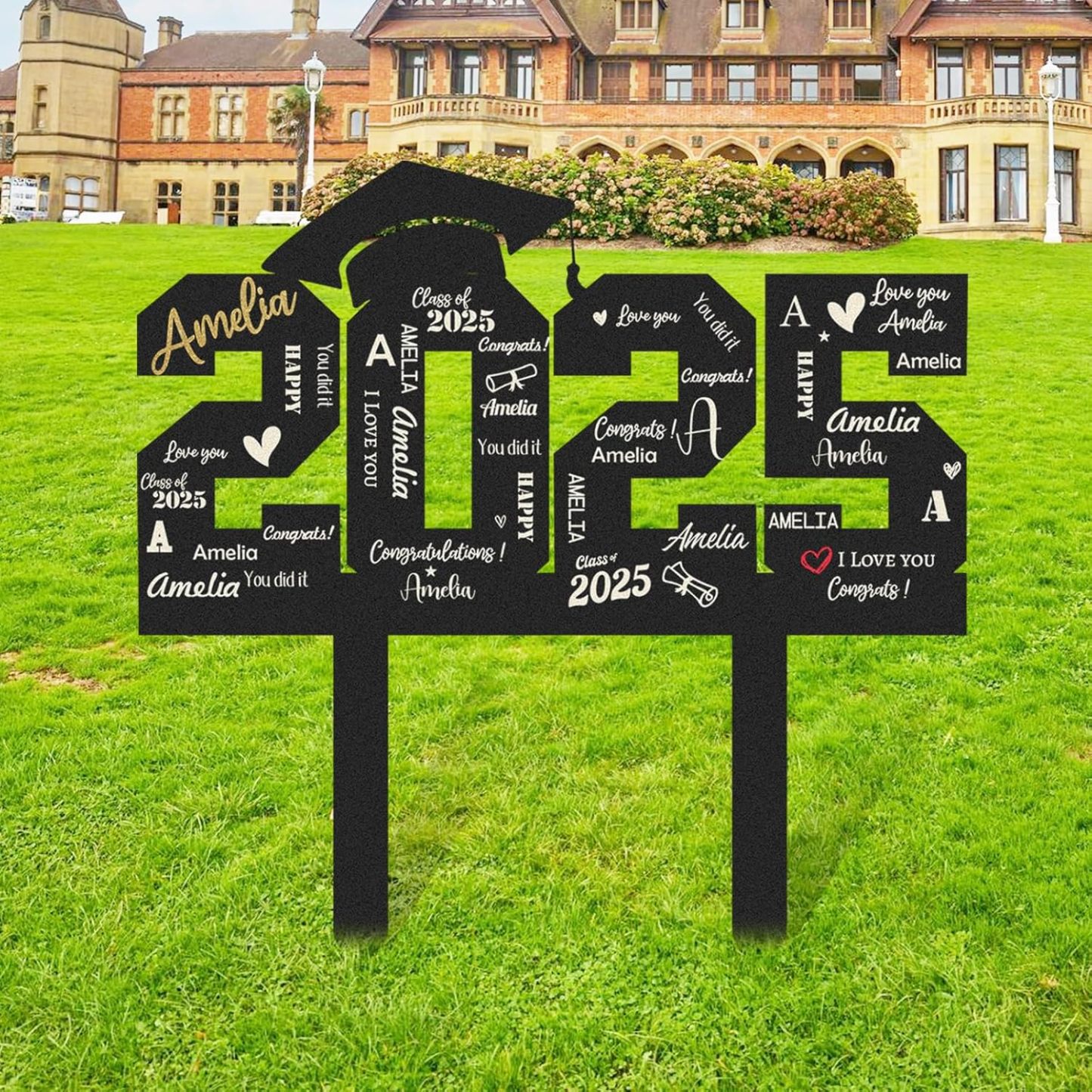  Custom Graduation Decorations Yard Sign, Senior Yard Signs Class of 2025, Custom Signs Outdoor Metal, Yard Sign Stakes Metal, Grad Gifts, Graduate Decorations for College High School