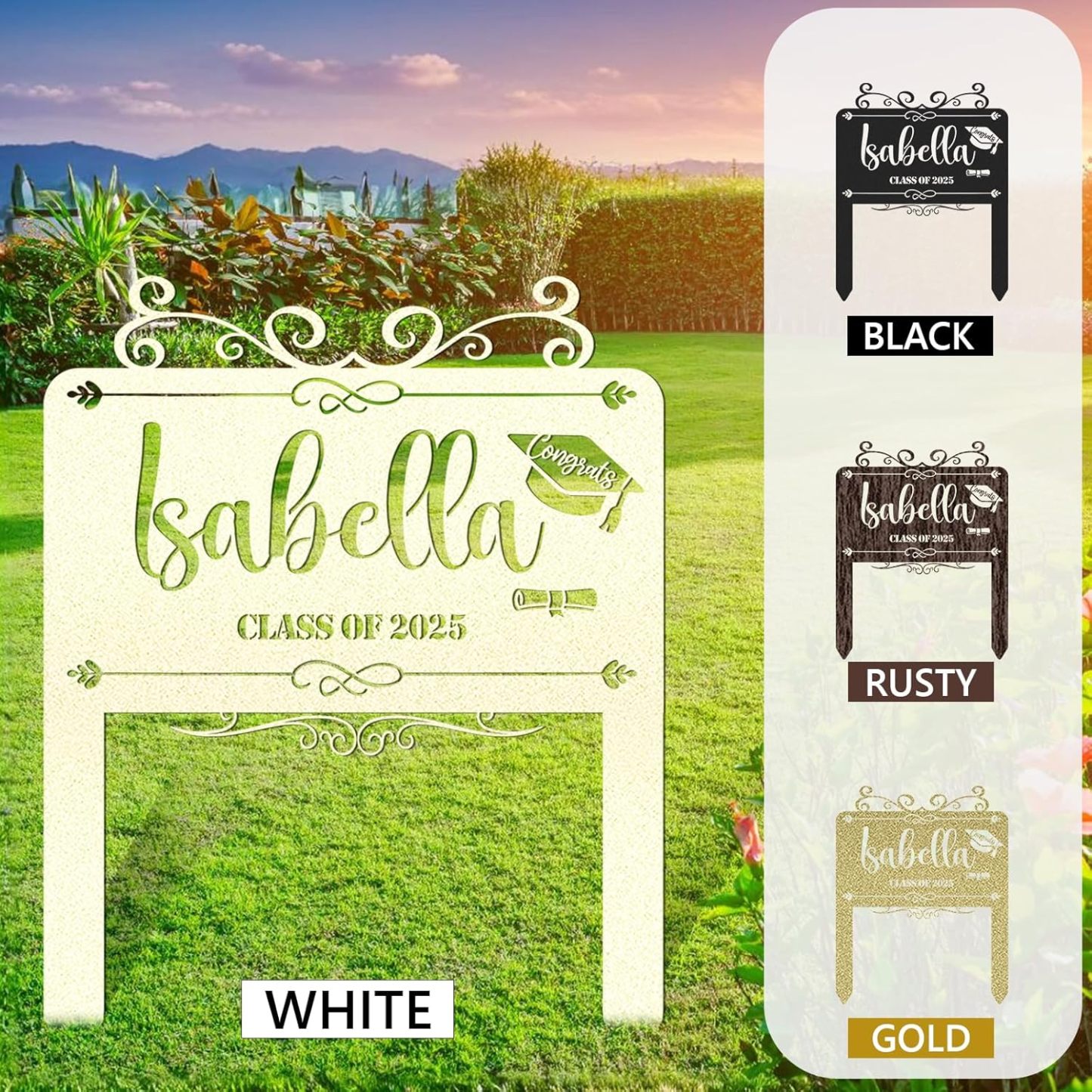  Custom Graduation Decorations Yard Sign, Senior Yard Signs Class of 2025, Custom Signs Outdoor Metal, Yard Sign Stakes Metal, Grad Gifts, Graduate Decorations for College High School