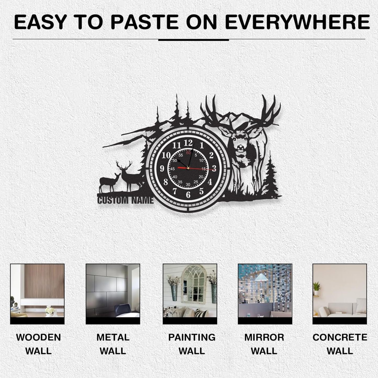 Personalized Large Outdoor Clock, Custom Motorcycle Wall Clock with Name, Modern Metal Wall Art, Battery Operated, Silent Non Ticking Clock for Garage Workshop Farmhouse Man Cave, Gifts for Men