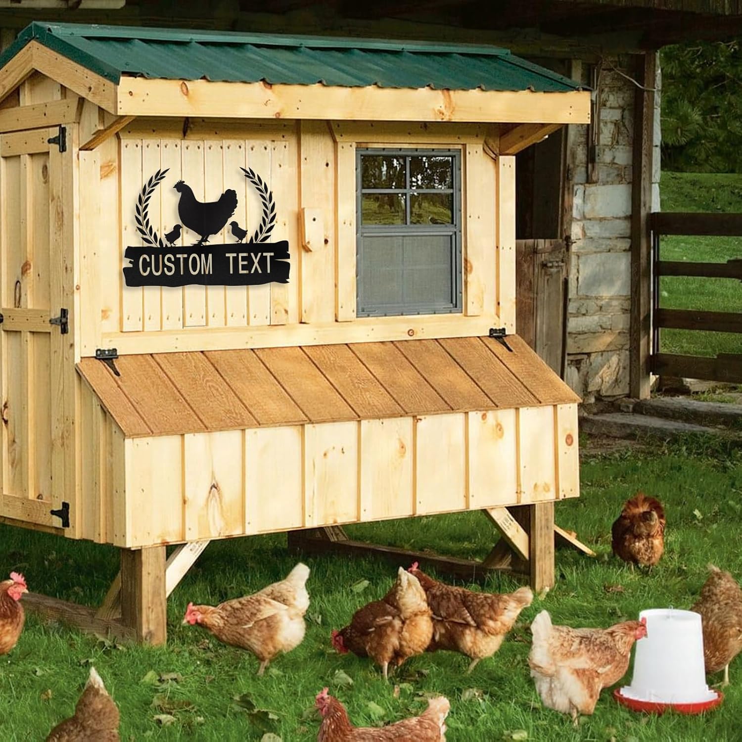 Personalized Metal Chicken Coop Signs Outdoor, Cusotm Fluffy Butt Hut Chicken Coop Sign, Chicken Coop Accessories, Funny Signs for Chicken Coops, Farmhouse Wall Decor for Lawn, Yard, Patio, Garden