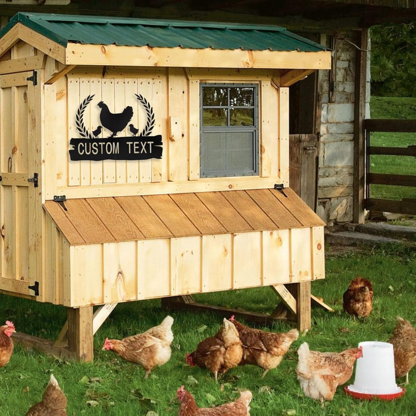 Personalized Metal Chicken Coop Signs Outdoor, Cusotm Fluffy Butt Hut Chicken Coop Sign, Chicken Coop Accessories, Funny Signs for Chicken Coops, Farmhouse Wall Decor for Lawn, Yard, Patio, Garden