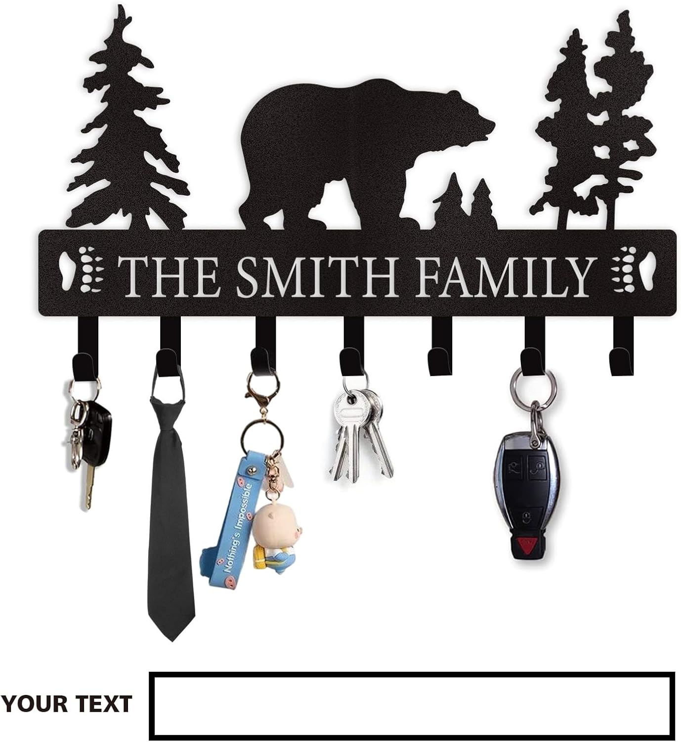 Personalized Key Holder for Wall, Custom Metal Deer Cabin Key Hooks with Name-MetalsignX