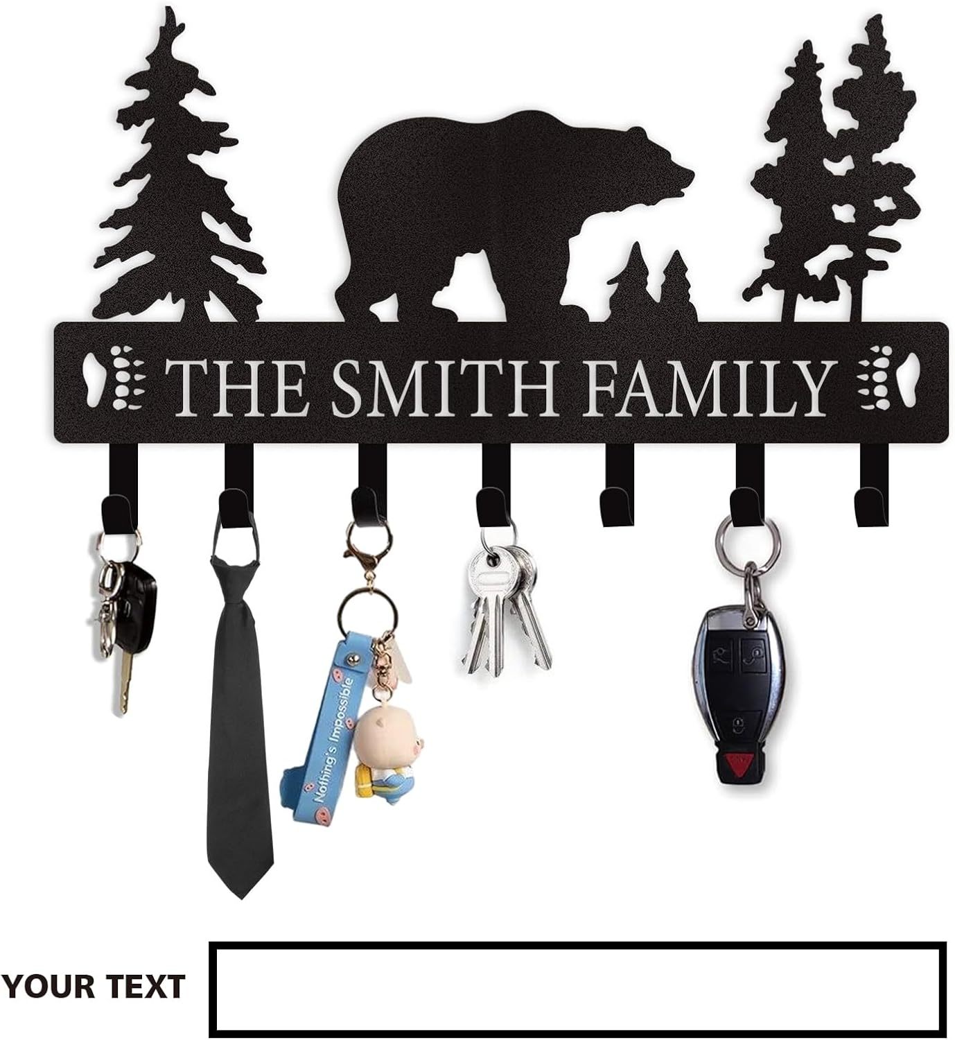 Personalized Key Holder for Wall, Custom Metal Deer Cabin Key Hooks with Name-MetalsignX