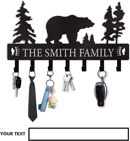 Personalized Key Holder for Wall, Custom Metal Deer Cabin Key Hooks with Name-MetalsignX