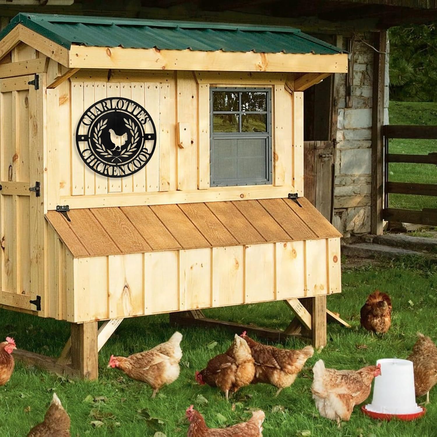 Personalized Metal Chicken Coop Signs Outdoor, Cusotm Fluffy Butt Hut Chicken Coop Sign, Chicken Coop Accessories, Funny Signs for Chicken Coops, Farmhouse Wall Decor for Lawn, Yard, Patio, Garden