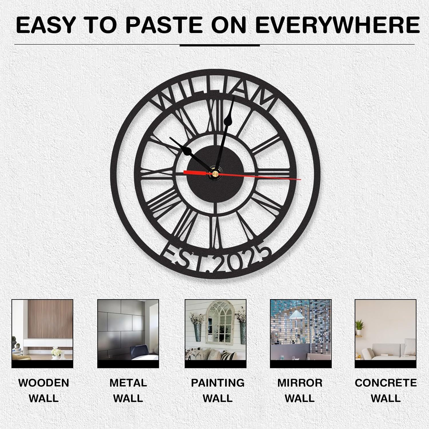 Personalized Large Outdoor Clock, Custom Motorcycle Wall Clock with Name, Modern Metal Wall Art, Battery Operated, Silent Non Ticking Clock for Garage Workshop Farmhouse Man Cave, Gifts for Men