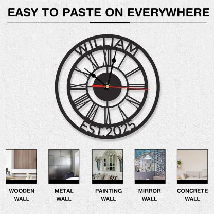 Personalized Large Outdoor Clock, Custom Motorcycle Wall Clock with Name, Modern Metal Wall Art, Battery Operated, Silent Non Ticking Clock for Garage Workshop Farmhouse Man Cave, Gifts for Men