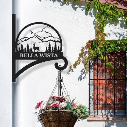 Personalized Iron Hanging Plant Bracket, Customizable Decorative Wall Plant Hanger Indoor Outdoor, Custom Name Bird Feeder Hook, Anti Rust Metal Hook for Wind Chimes Lantern