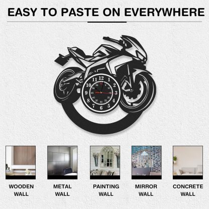 Personalized Large Outdoor Clock, Custom Motorcycle Wall Clock with Name, Modern Metal Wall Art, Battery Operated, Silent Non Ticking Clock for Garage Workshop Farmhouse Man Cave, Gifts for Men