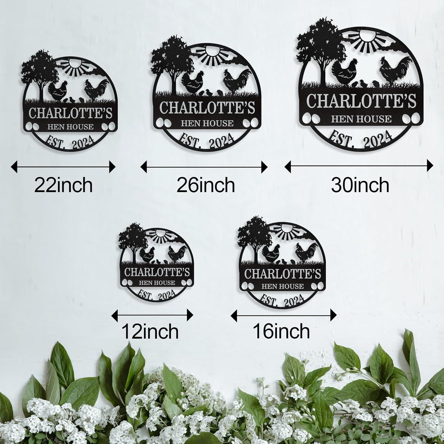 Personalized Metal Chicken Coop Signs Outdoor, Cusotm Fluffy Butt Hut Chicken Coop Sign, Chicken Coop Accessories, Funny Signs for Chicken Coops, Farmhouse Wall Decor for Lawn, Yard, Patio, Garden