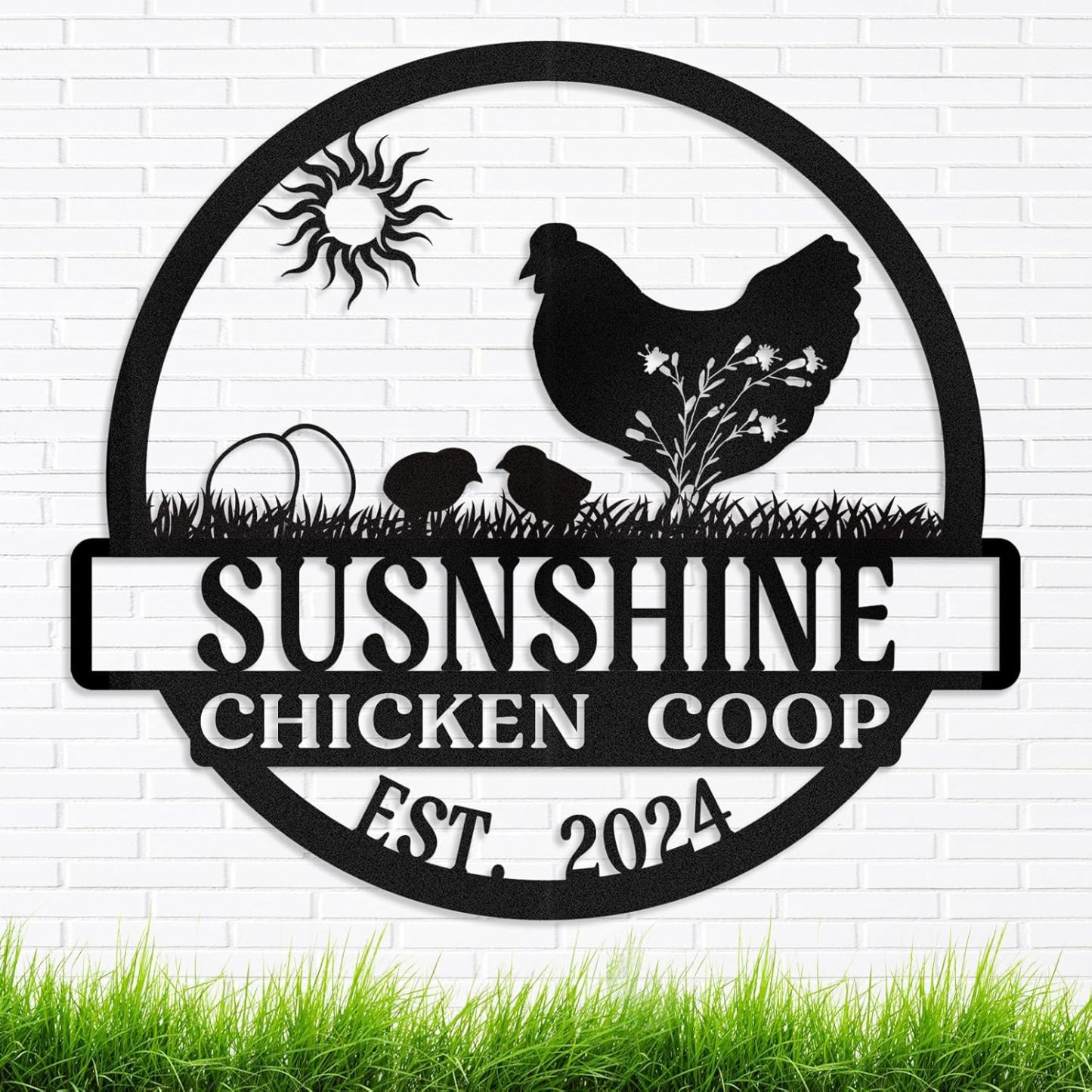 Personalized Metal Chicken Coop Signs Outdoor, Cusotm Fluffy Butt Hut Chicken Coop Sign, Chicken Coop Accessories, Funny Signs for Chicken Coops, Farmhouse Wall Decor for Lawn, Yard, Patio, Garden