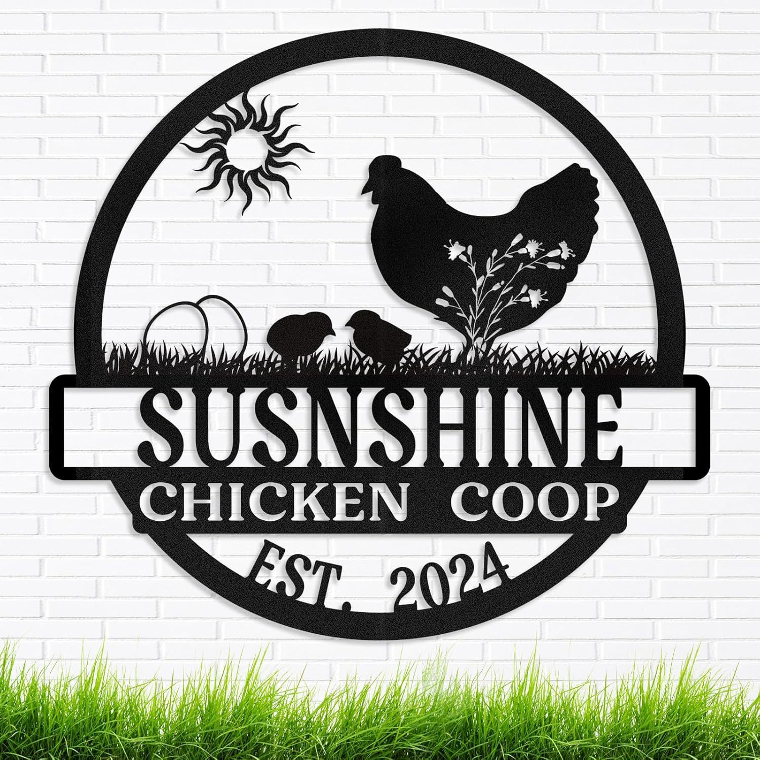 Personalized Metal Chicken Coop Signs Outdoor, Cusotm Fluffy Butt Hut Chicken Coop Sign, Chicken Coop Accessories, Funny Signs for Chicken Coops, Farmhouse Wall Decor for Lawn, Yard, Patio, Garden