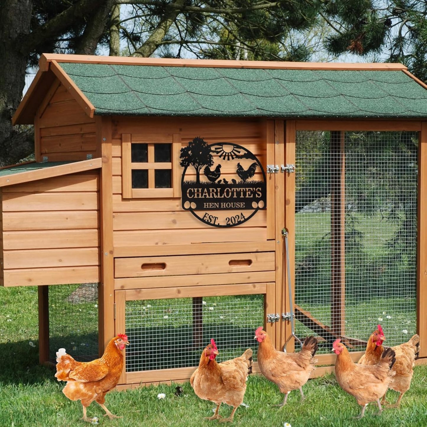 Personalized Metal Chicken Coop Signs Outdoor, Cusotm Fluffy Butt Hut Chicken Coop Sign, Chicken Coop Accessories, Funny Signs for Chicken Coops, Farmhouse Wall Decor for Lawn, Yard, Patio, Garden