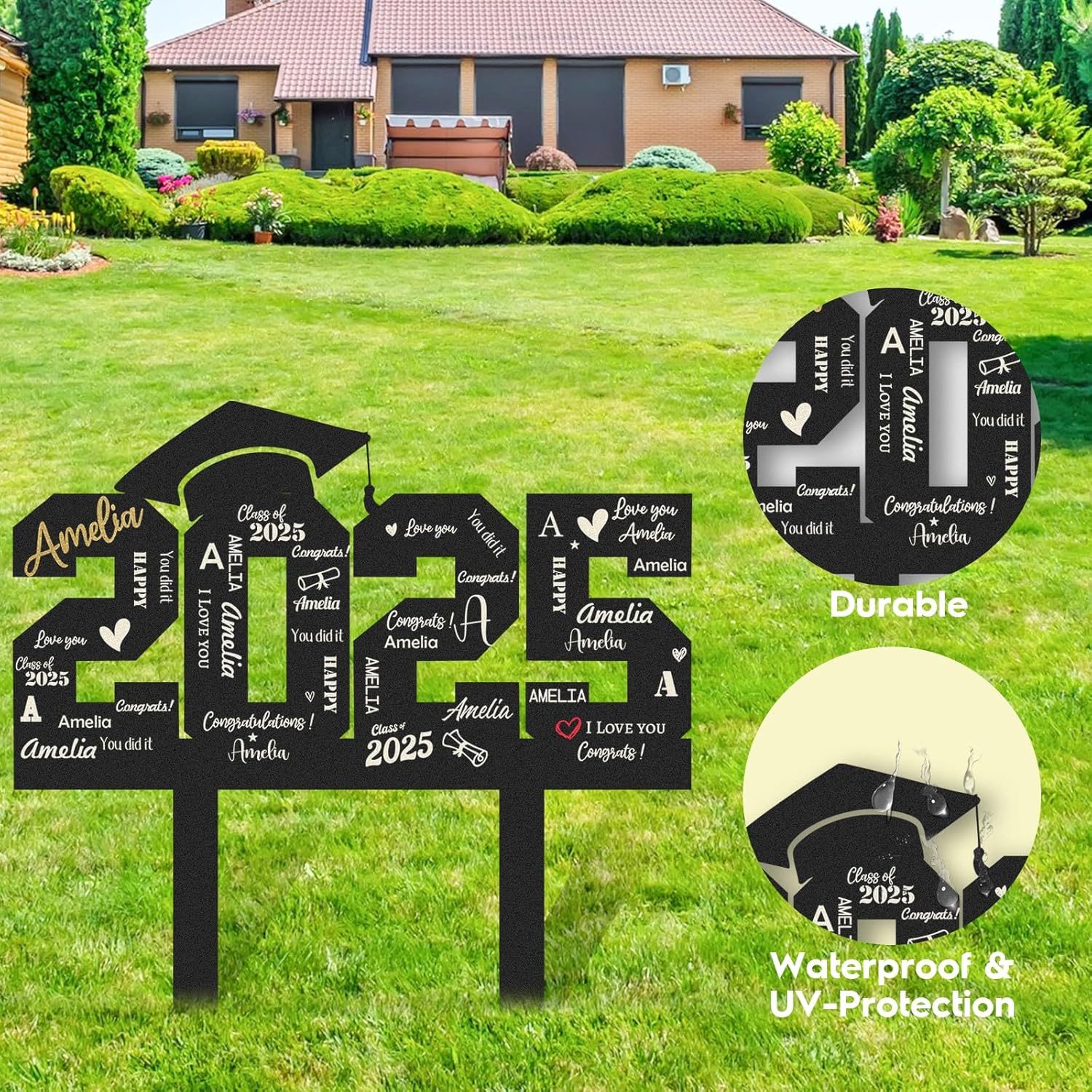  Custom Graduation Decorations Yard Sign, Senior Yard Signs Class of 2025, Custom Signs Outdoor Metal, Yard Sign Stakes Metal, Grad Gifts, Graduate Decorations for College High School