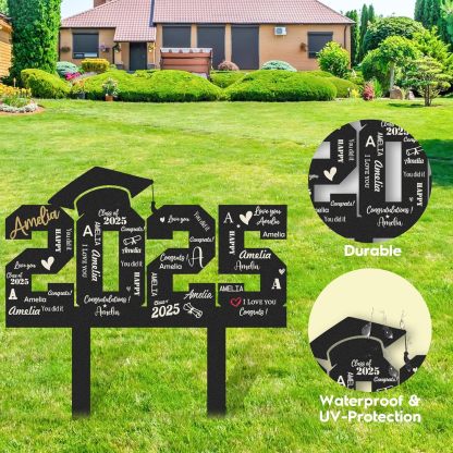  Custom Graduation Decorations Yard Sign, Senior Yard Signs Class of 2025, Custom Signs Outdoor Metal, Yard Sign Stakes Metal, Grad Gifts, Graduate Decorations for College High School