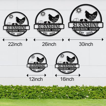Personalized Metal Chicken Coop Signs Outdoor, Cusotm Fluffy Butt Hut Chicken Coop Sign, Chicken Coop Accessories, Funny Signs for Chicken Coops, Farmhouse Wall Decor for Lawn, Yard, Patio, Garden