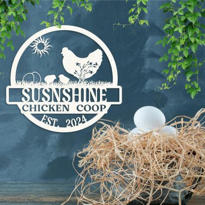 Personalized Metal Chicken Coop Signs Outdoor, Cusotm Fluffy Butt Hut Chicken Coop Sign, Chicken Coop Accessories, Funny Signs for Chicken Coops, Farmhouse Wall Decor for Lawn, Yard, Patio, Garden