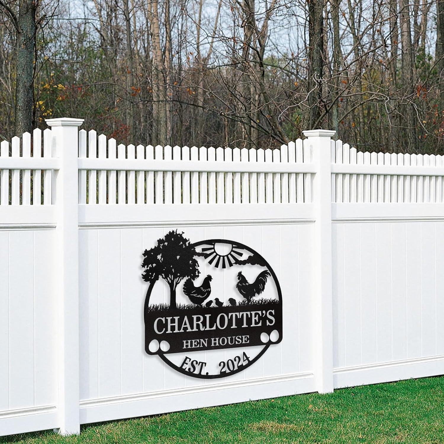 Personalized Metal Chicken Coop Signs Outdoor, Cusotm Fluffy Butt Hut Chicken Coop Sign, Chicken Coop Accessories, Funny Signs for Chicken Coops, Farmhouse Wall Decor for Lawn, Yard, Patio, Garden