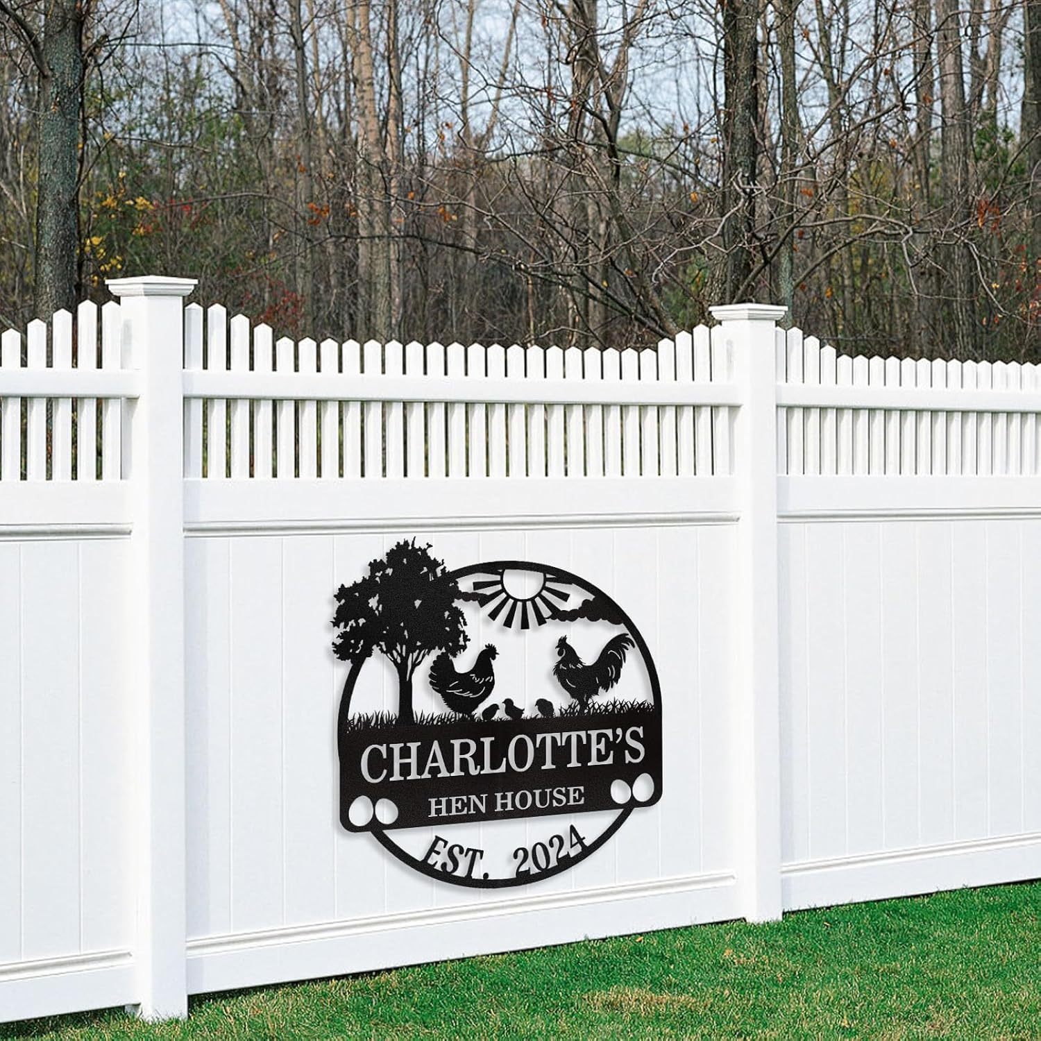 Personalized Metal Chicken Coop Signs Outdoor, Cusotm Fluffy Butt Hut Chicken Coop Sign, Chicken Coop Accessories, Funny Signs for Chicken Coops, Farmhouse Wall Decor for Lawn, Yard, Patio, Garden