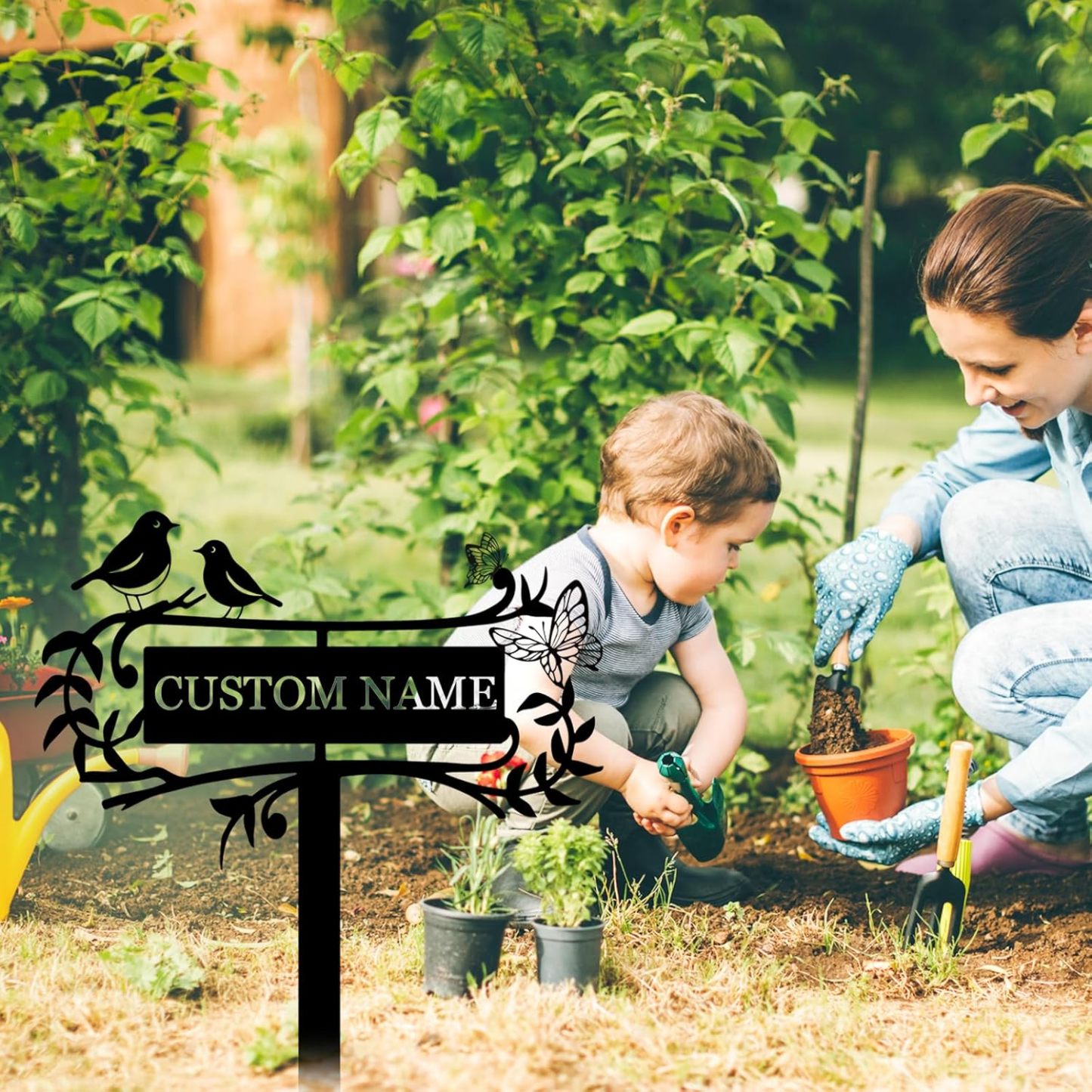 Personalized Garden Sign, Custom Bird Metal Garden Stake Sign, Garden Signs for Outside, Metal Lawn Art, Metal Signs Customized, Garden Signs Decorative Outdoor, Patio Plaque Decor