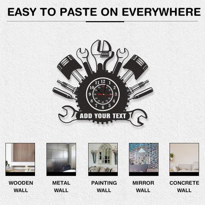 Personalized Large Outdoor Clock, Custom Motorcycle Wall Clock with Name, Modern Metal Wall Art, Battery Operated, Silent Non Ticking Clock for Garage Workshop Farmhouse Man Cave, Gifts for Men