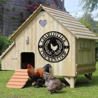 Personalized Metal Chicken Coop Signs Outdoor, Cusotm Fluffy Butt Hut Chicken Coop Sign, Chicken Coop Accessories, Funny Signs for Chicken Coops, Farmhouse Wall Decor for Lawn, Yard, Patio, Garden