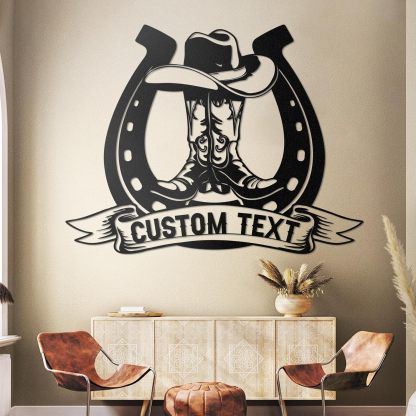 Personalized Cowboy Metal Sign, Custom Metal Name Sign, Vintage Cowboy