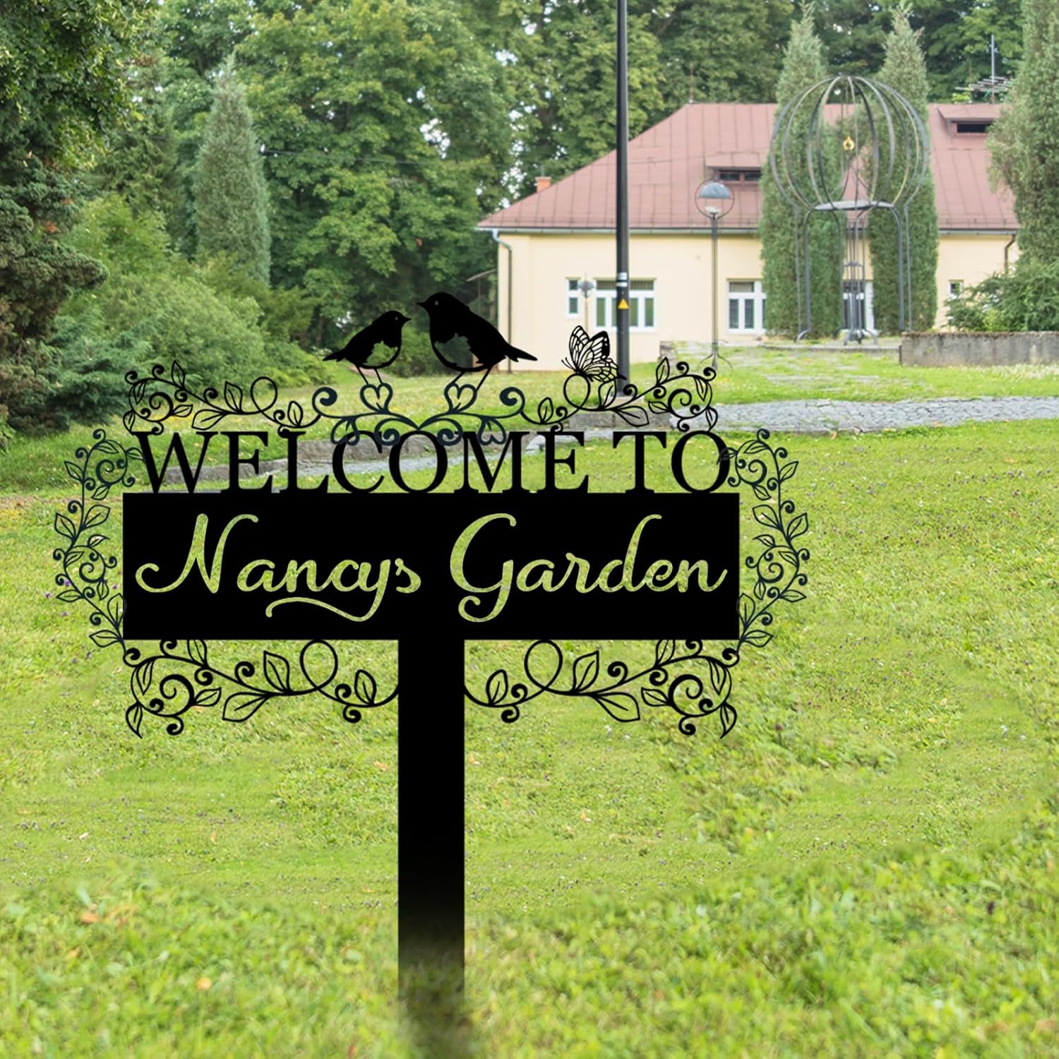Personalized Garden Sign, Custom Bird Metal Garden Stake Sign, Garden Signs for Outside, Metal Lawn Art, Metal Signs Customized, Garden Signs Decorative Outdoor, Patio Plaque Decor