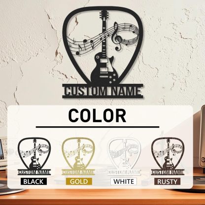 Personalized Guitar Metal Sign, Metal Signs Customized, Musical Note Wall Decor, Funny Music Wall Art, Custom Name Music Sign for Indoor & Outdoor Decorations, Gifts for Musicians, Home Decor