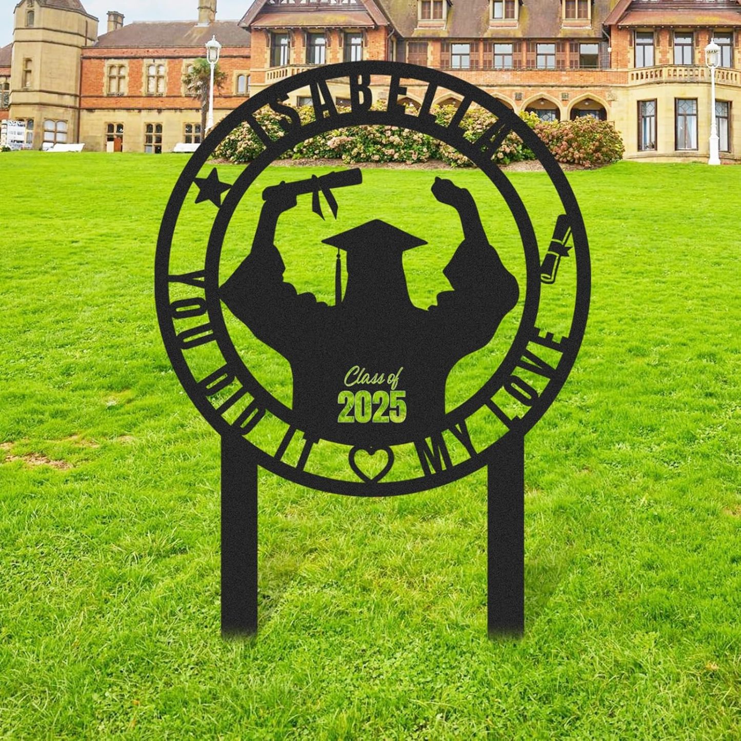  Custom Graduation Decorations Yard Sign, Senior Yard Signs Class of 2025, Custom Signs Outdoor Metal, Yard Sign Stakes Metal, Grad Gifts, Graduate Decorations for College High School