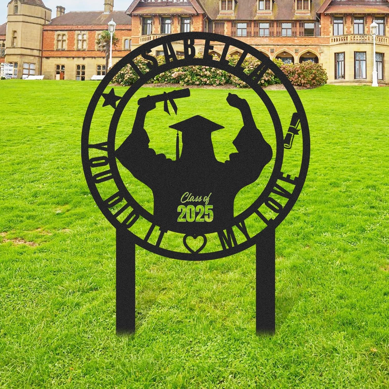  Custom Graduation Decorations Yard Sign, Senior Yard Signs Class of 2025, Custom Signs Outdoor Metal, Yard Sign Stakes Metal, Grad Gifts, Graduate Decorations for College High School