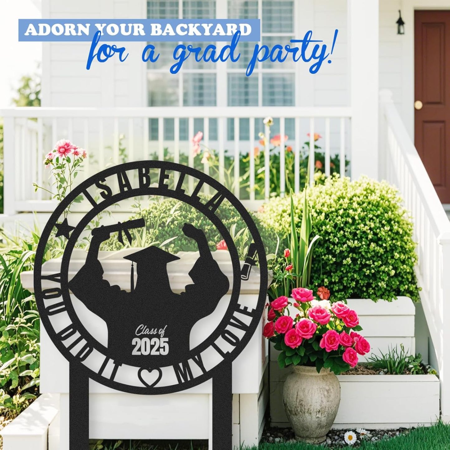  Custom Graduation Decorations Yard Sign, Senior Yard Signs Class of 2025, Custom Signs Outdoor Metal, Yard Sign Stakes Metal, Grad Gifts, Graduate Decorations for College High School