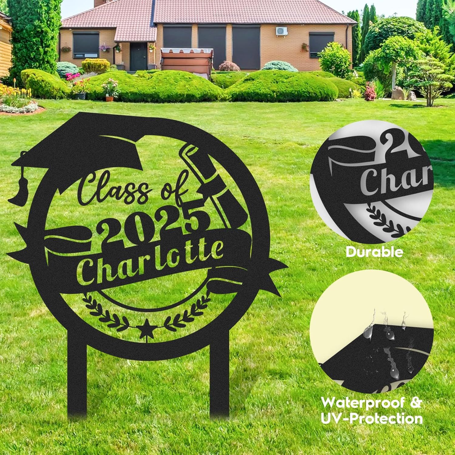  Custom Graduation Decorations Yard Sign, Senior Yard Signs Class of 2025, Custom Signs Outdoor Metal, Yard Sign Stakes Metal, Grad Gifts, Graduate Decorations for College High School