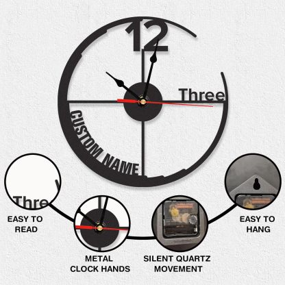 Personalized Large Outdoor Clock, Custom Motorcycle Wall Clock with Name, Modern Metal Wall Art, Battery Operated, Silent Non Ticking Clock for Garage Workshop Farmhouse Man Cave, Gifts for Men
