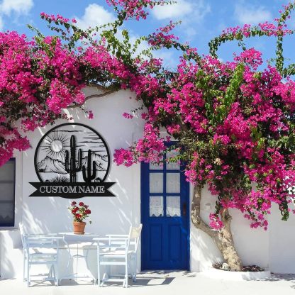 Dyoart Personalized Metal Cactus Wall Decor, Natural Themed Metal Wall Art Home Decor Plant Modern for Office Home Living Room Bedroom, Personalized Wall Hanging Plaques Sign, Housewarming Gifts